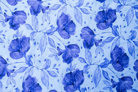 Beautiful blue floral pattern on fabric, perfect for design and decoration.