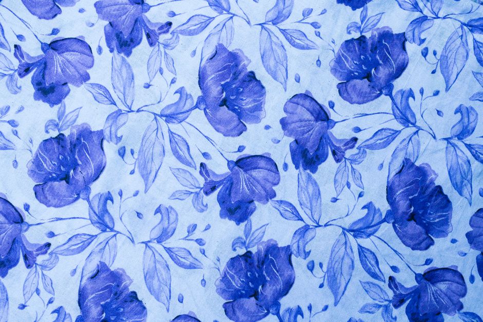 Beautiful blue floral pattern on fabric, perfect for design and decoration.
