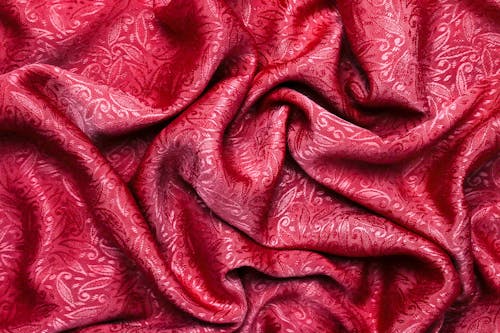 Creased Red Fabric in Close-up Photography