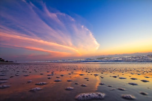 Capture of a colorful sunrise reflecting off the water at Vero Beach, Florida's serene coastline.