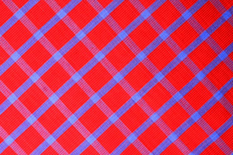 Close-up Of Blue And Red Checkered Fabric 