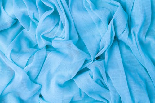 Blue Folded Tulle Fabric 