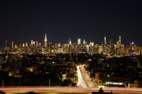 Free Time-Lapse Photography of City of New York at Night Stock Photo