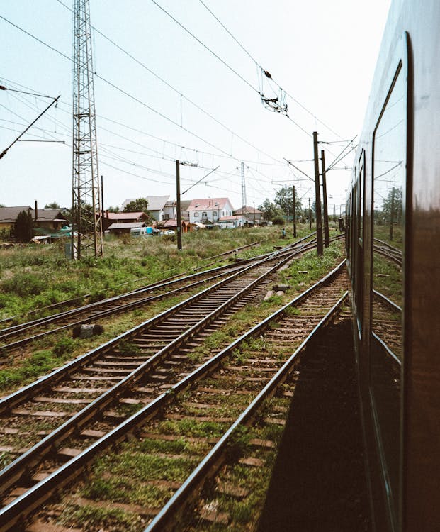 Free Train on Railroad Tracks Stock Photo