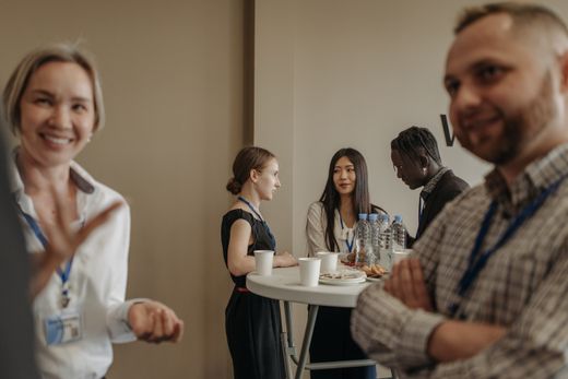Founders talking between sessions — photo by Pavel Danilyuk on Pexels