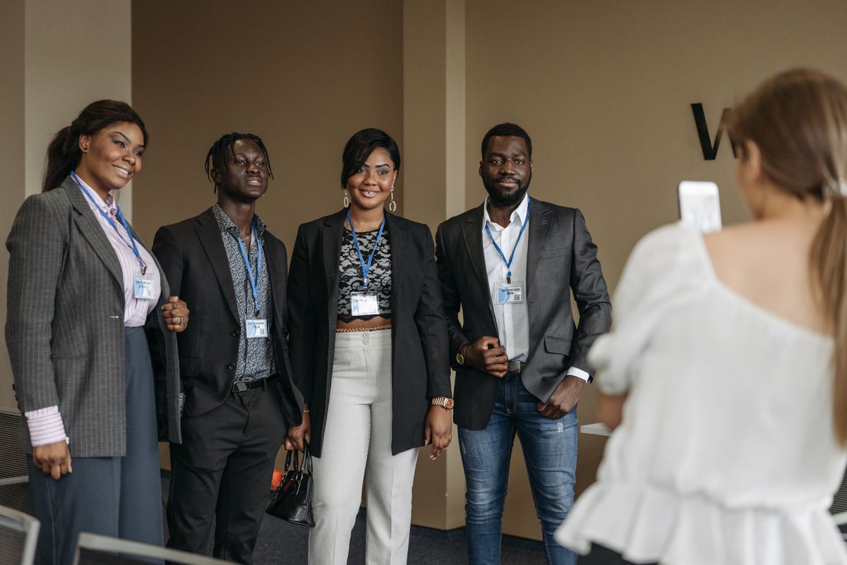Corporate team gathered at a professional business conference