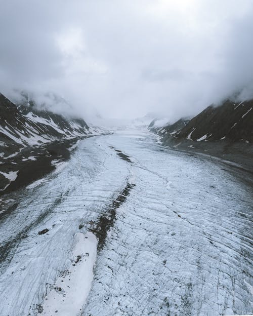 Aerial View of Snow Covered Field