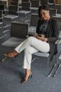 A Woman Sitting Crossed Legs
