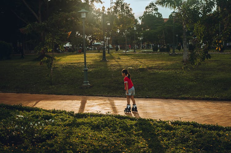 A Girl Roller Skating