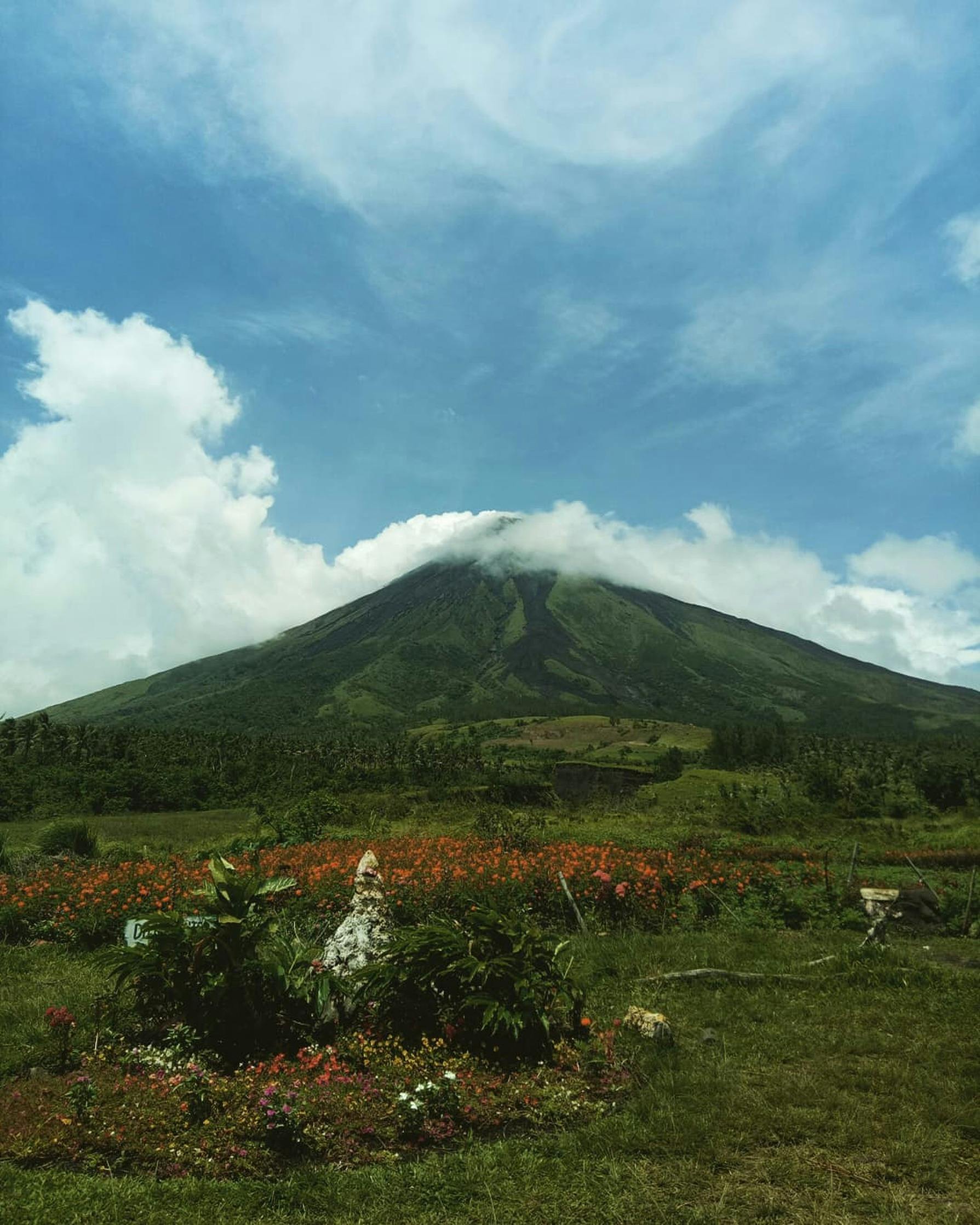 scenic view of mayon volcano