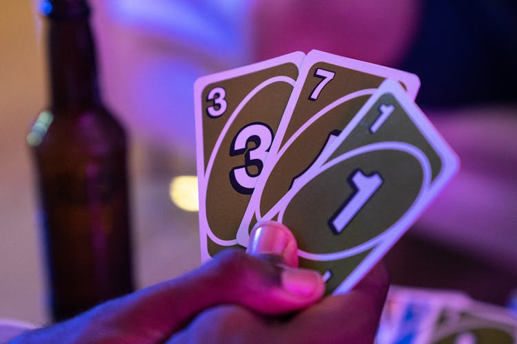 A Close-up Shot Of An Uno Cards