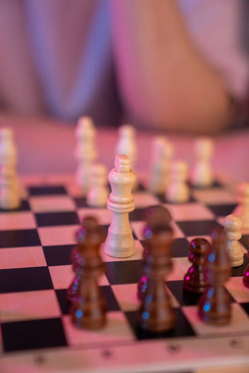 Free Chess Pieces on Chess Board Stock Photo