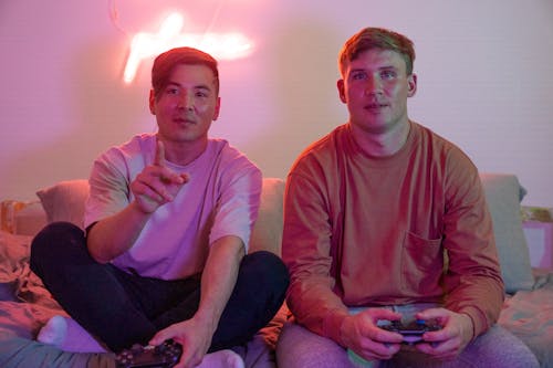 Friends Playing a Video Game Together