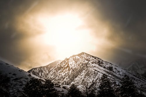 Free White and Black Mountain Photo during Sunset Stock Photo