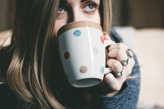 Woman Holding Her Multicolored Polka-dot Ceramic Mug