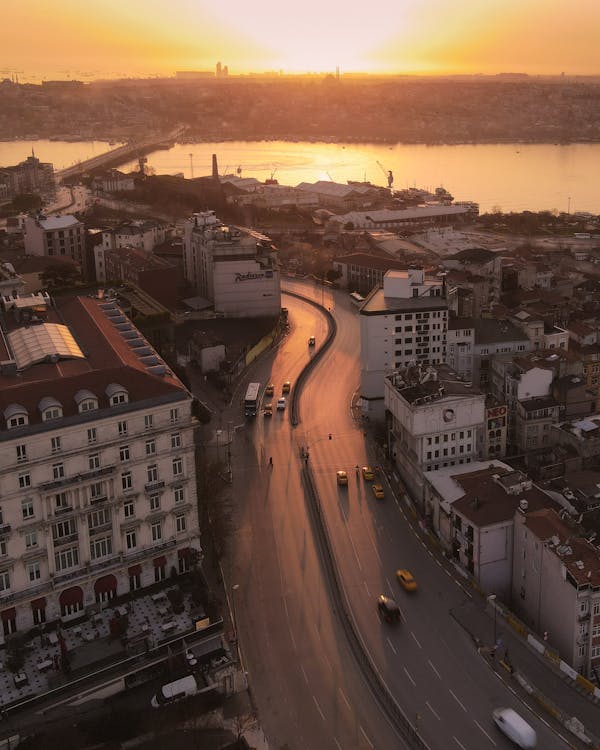 Základová fotografie zdarma na téma budovy, fotografie z dronu, křivka