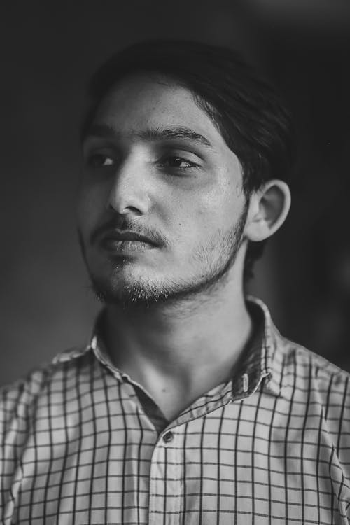 Portrait of a Man in Checkered Button Up Shirt With Facial Hair