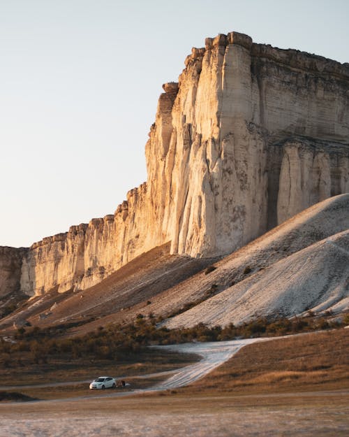 Car near Cliff in Desert Nature Landscape