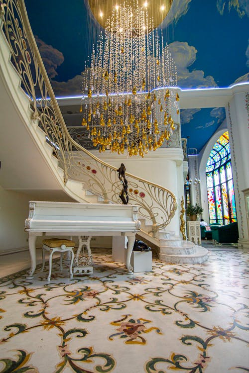 House Interior Design With Piano Near a Staircase