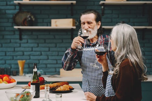 Free Man and Woman Drinking Wine Stock Photo