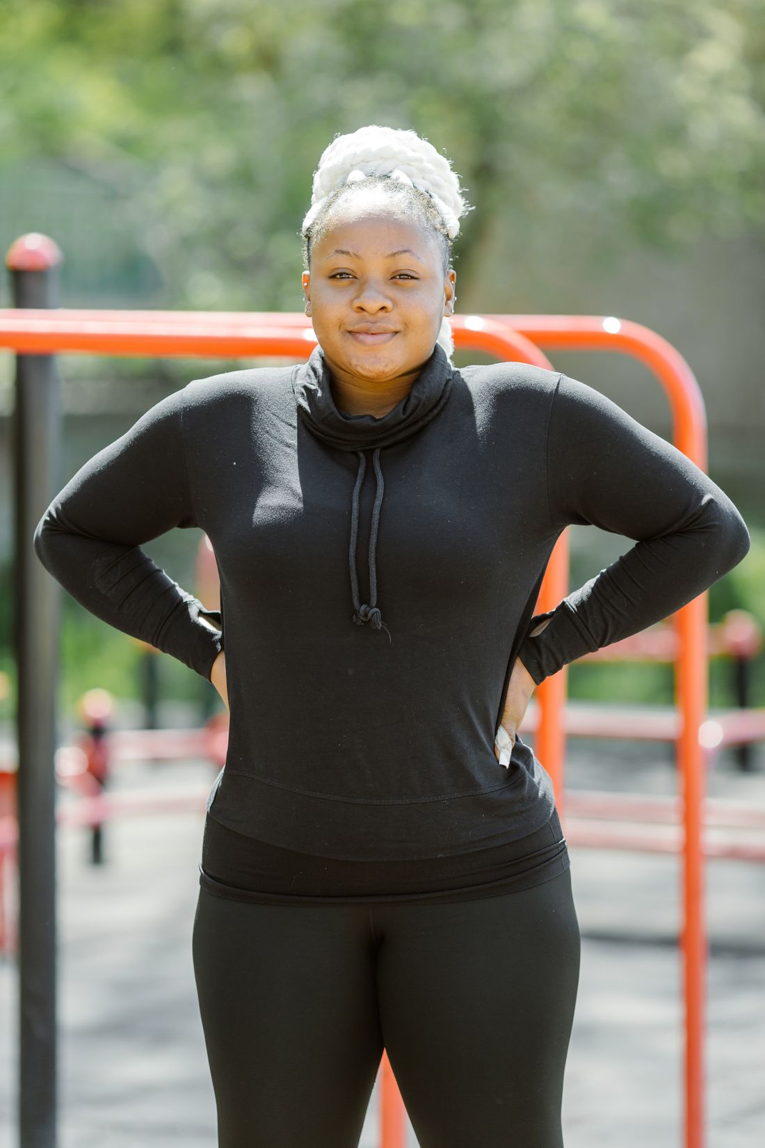 Ruth Adeyemi at an outdoor gym in Manchester