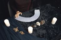 Playing Cards Laid Down on a Table Top with Velvet Cover