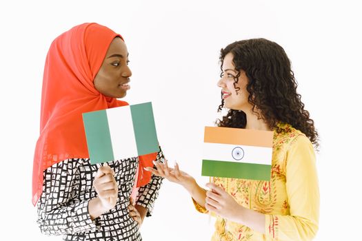 Women with Nigerian and Nigerien Flags