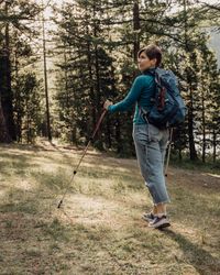 Wide-leg ripstop trail pant worn on a forest trail. Photo by Dmitriy Ganin on Pexels