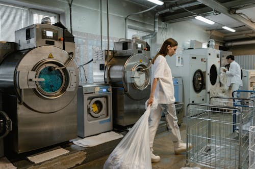 People Inside Laundry Facility