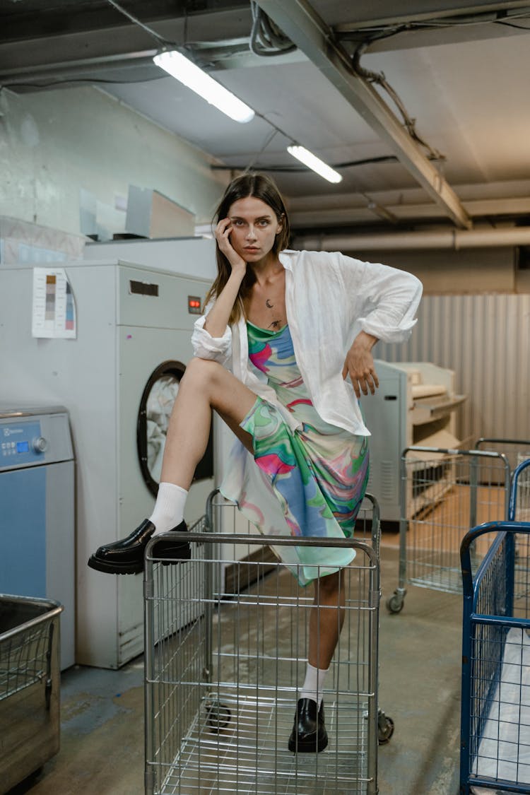 Woman Standing In A Hospital Cart