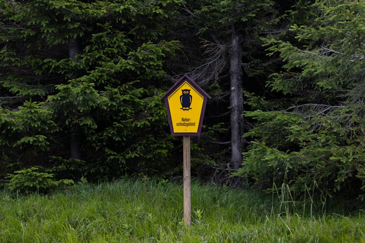 Yellow Sign At Nature Reserve 