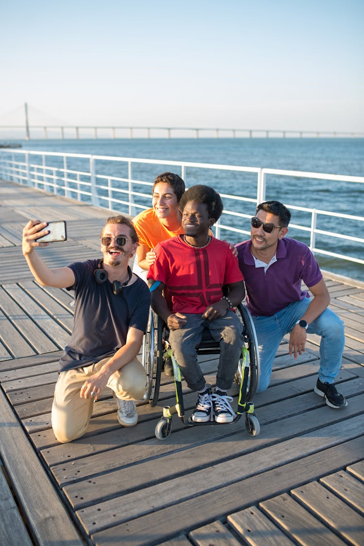 Friends Taking Groupie At The Boardwalk