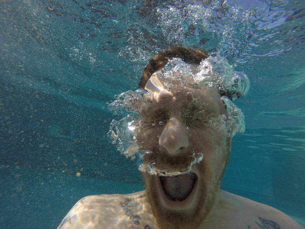 A Man Swimming Underwater