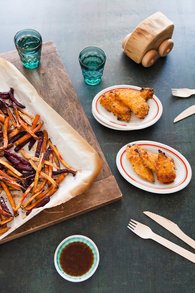 Chicken Fillets And Baked Sweet Potato Fries