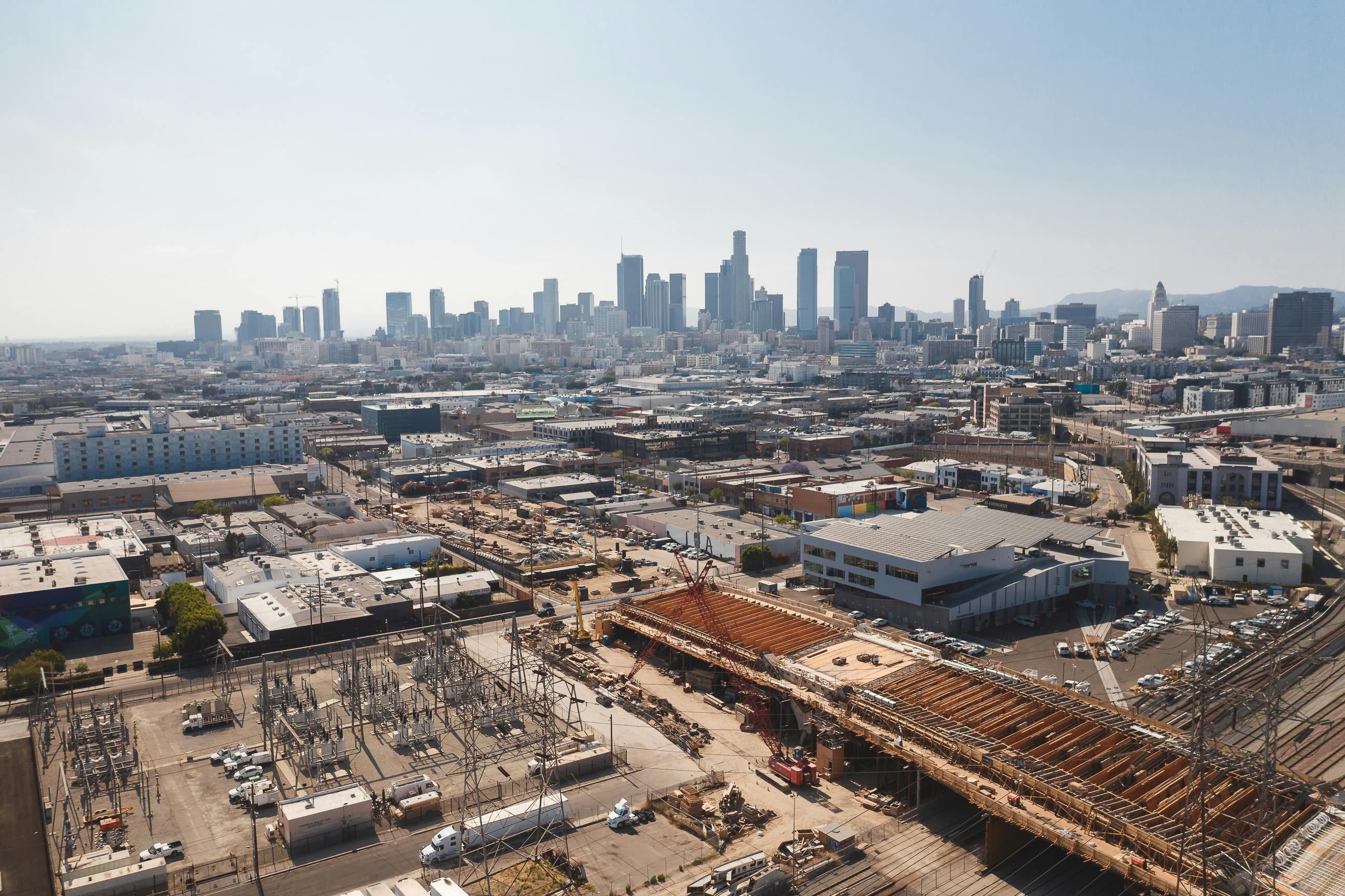 aerial view of city buildings