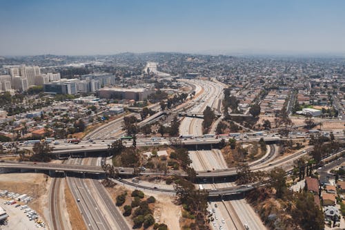 Aerial View of Los Angeles City Roads Network