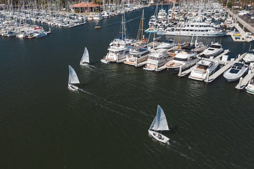 Free Boats on the Al Larson Marina in California Stock Photo