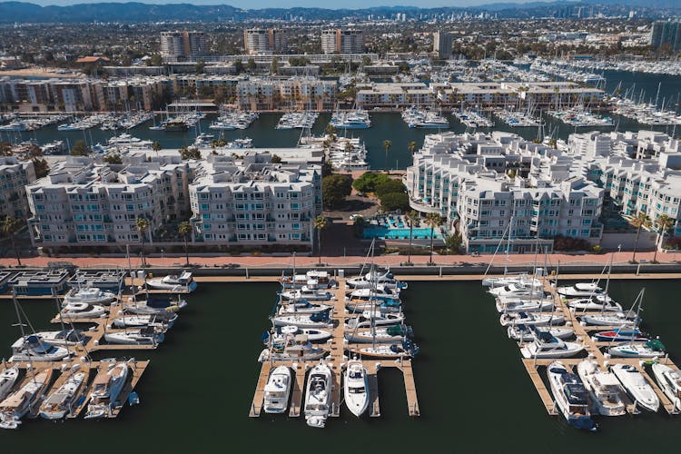 An Aerial Shot Of The Esprit Marina Del Rey In California