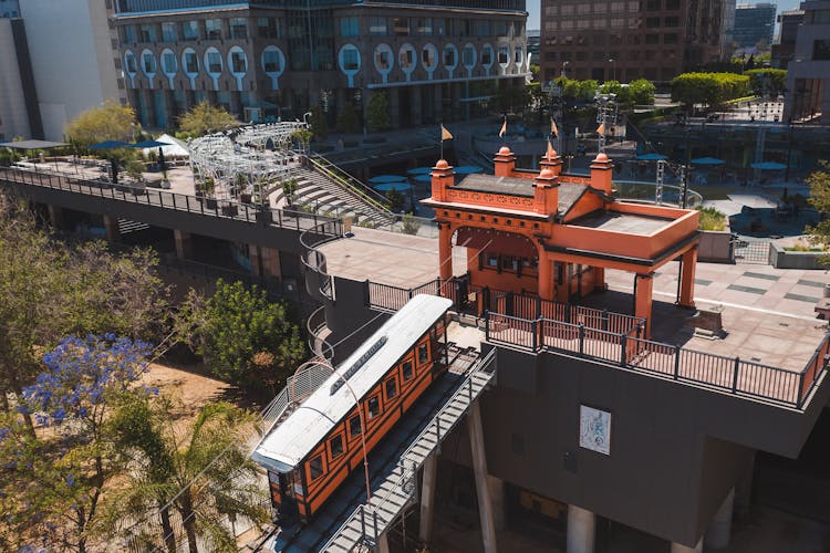 The Angels Flight Railway In Los Angeles