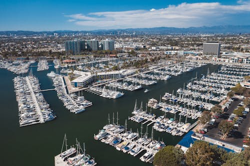 Free Aerial Shot of Boats on Harbor  Stock Photo
