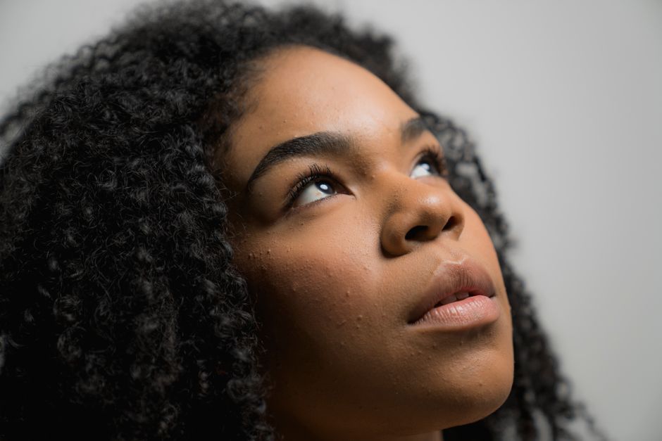 woman clear glowing skin closeup