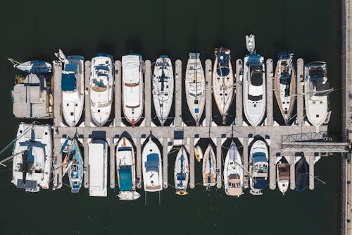 Drone Shot of Boats at the Harbor 