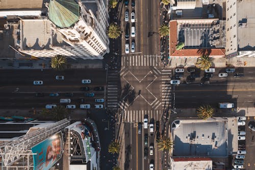 Free Drone Shot of an Intersection Stock Photo