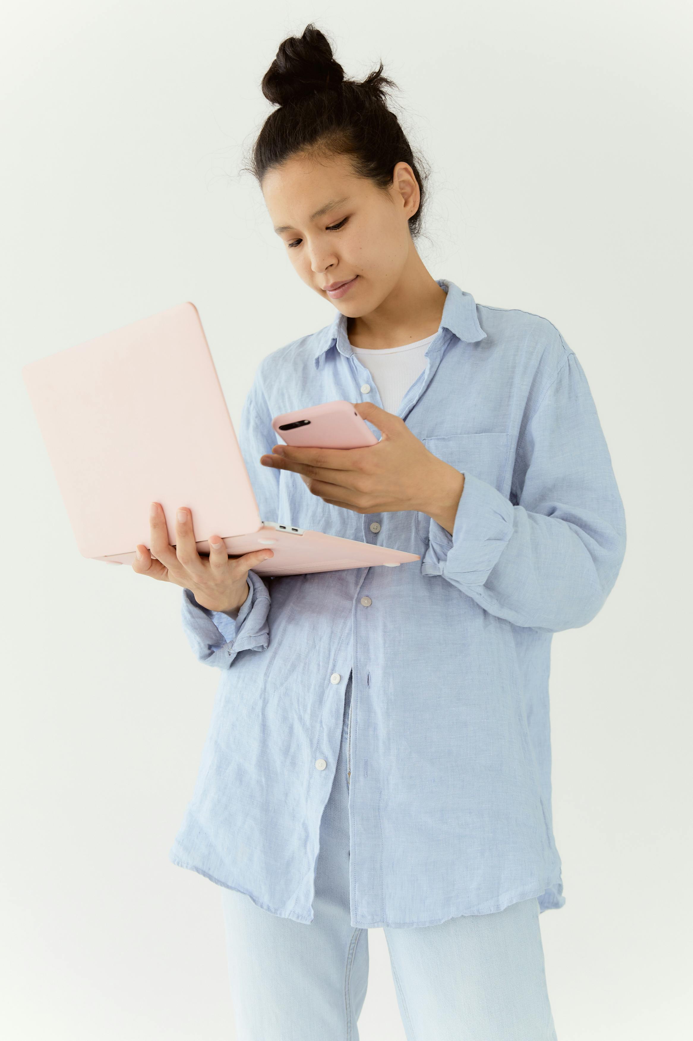 a woman checking her purchases online