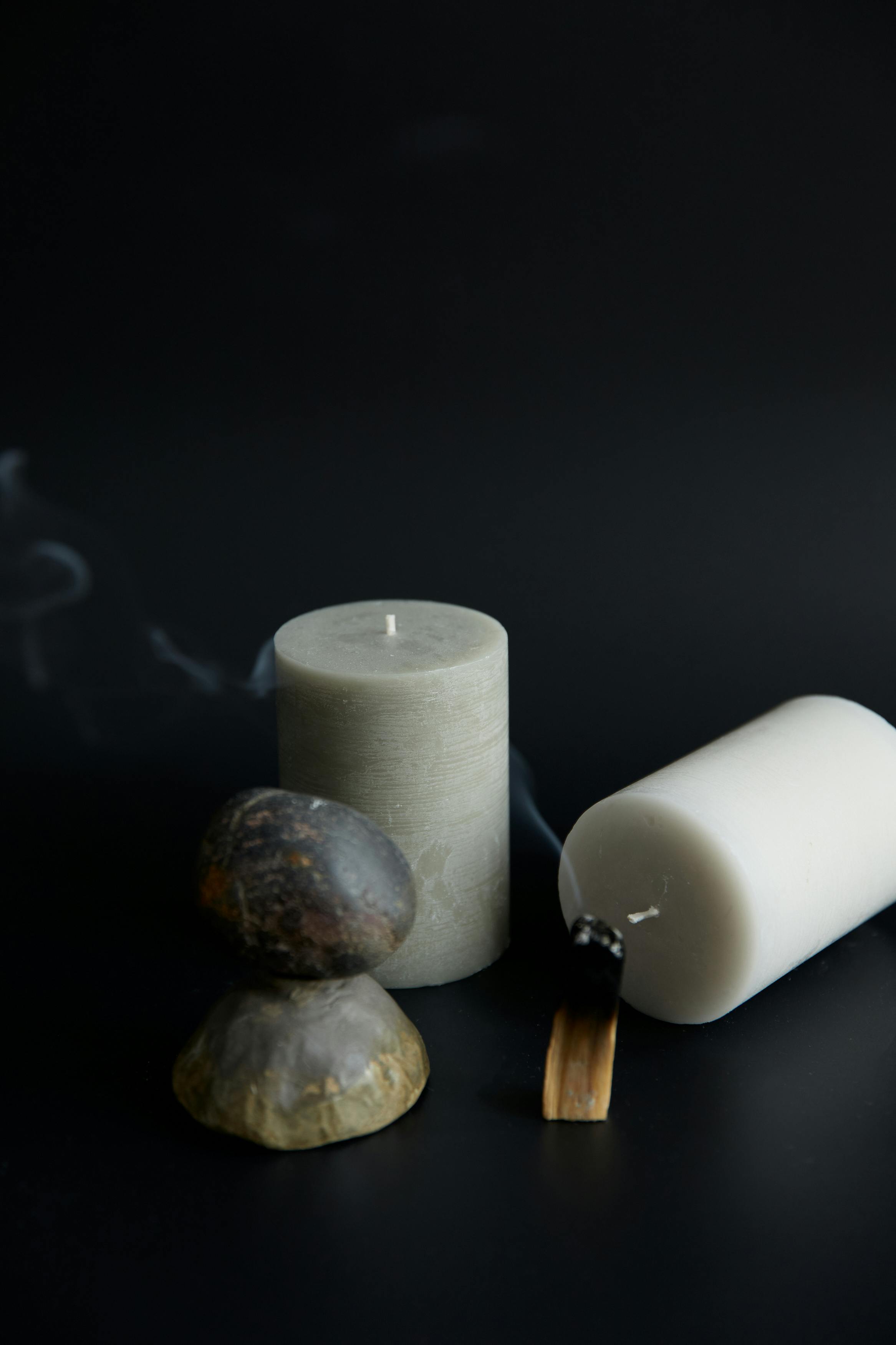 Candle Pillars Besides a Smoking Incense · Free Stock Photo