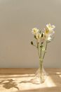 White Lily Flowers in Clear Glass Vase