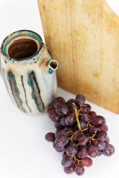 Still Live With Cutting Board, Grapes and Jug