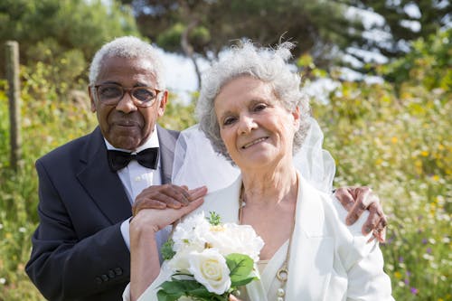  Elderly Bride and Groom Smiling