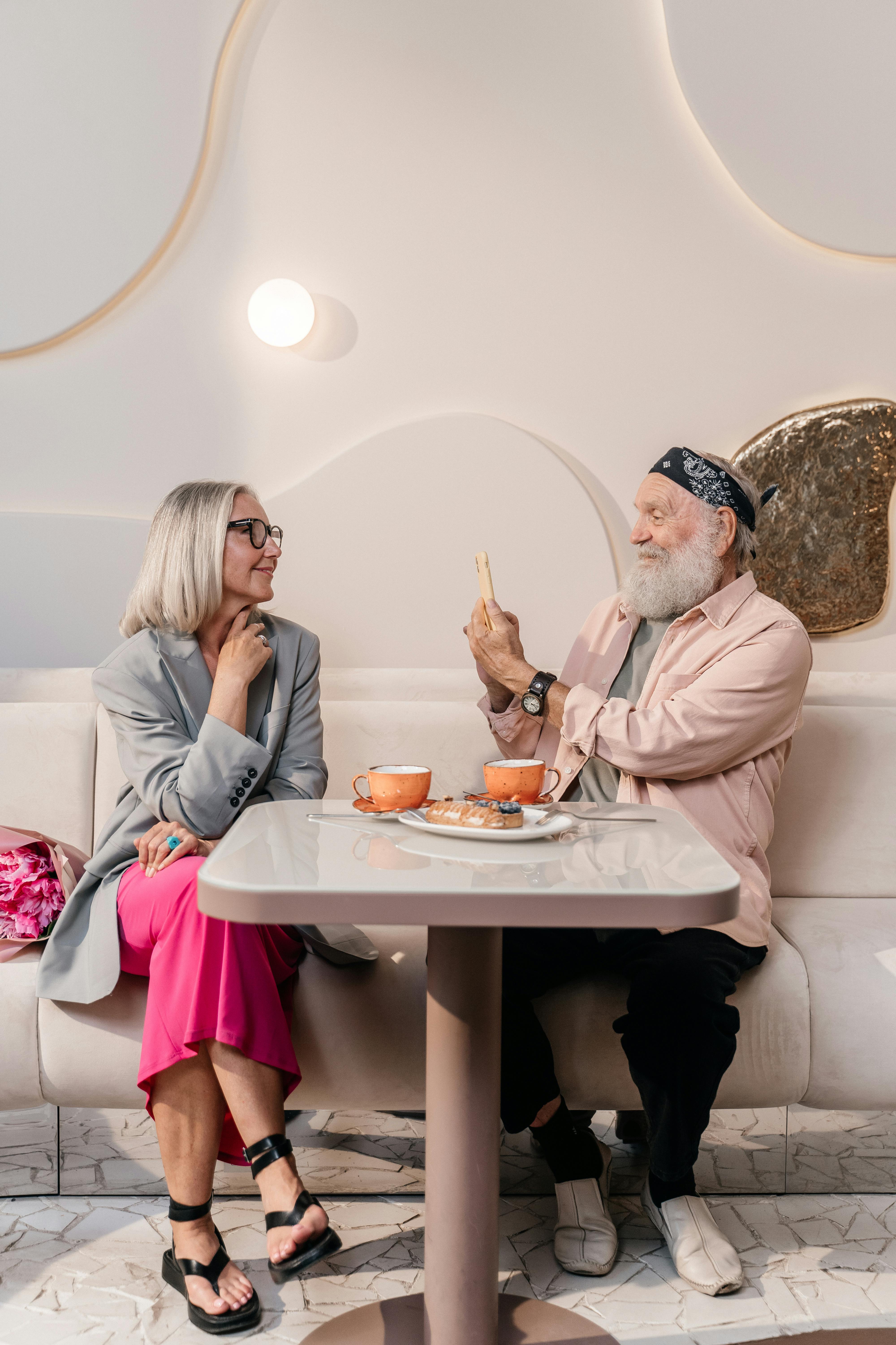 elderly couple on a date