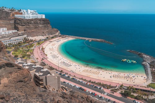 Aerial View of People on Beach